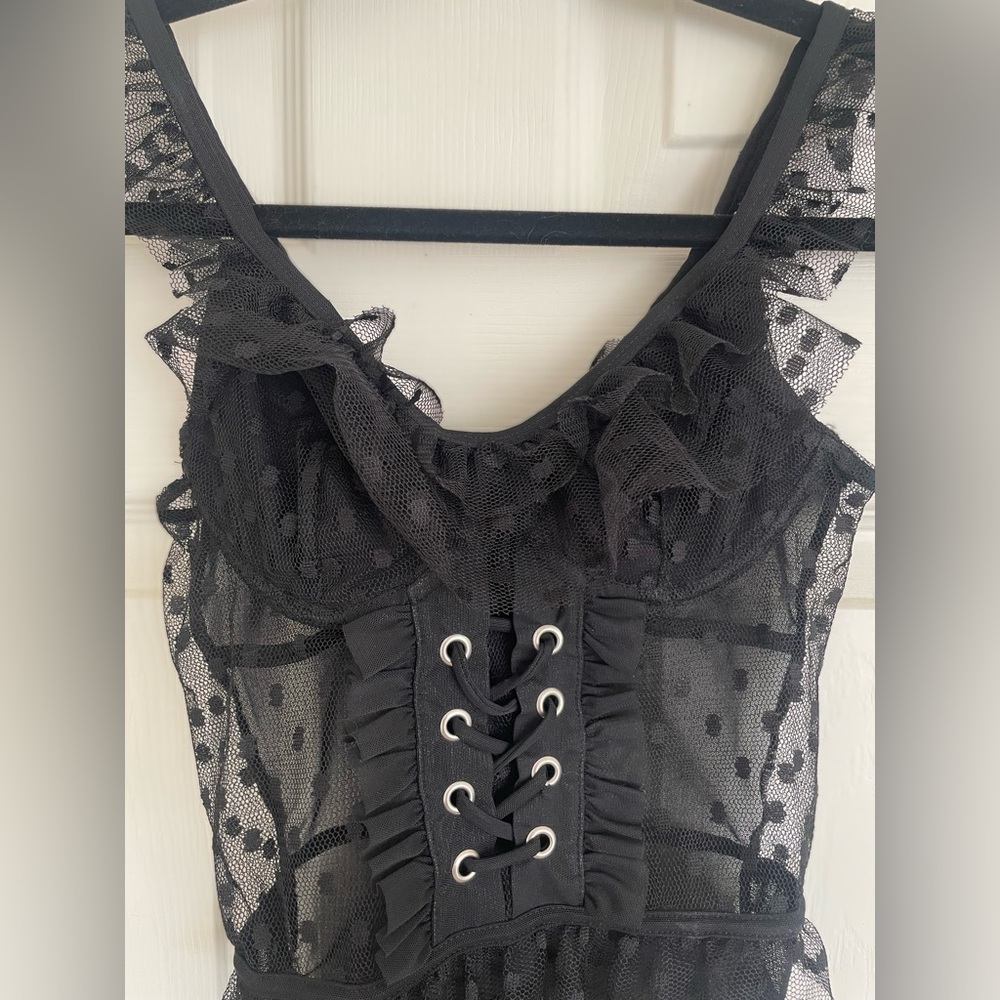 River Island Sheer Ruffle Bodysuit